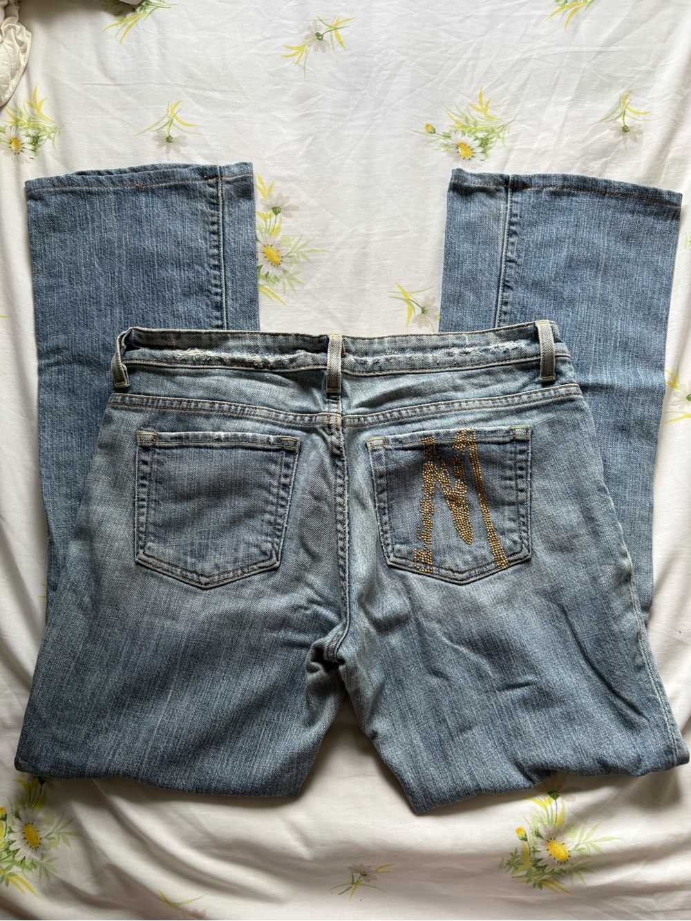 Marciano Light Blue Straight-Leg Jeans with Back Pocket Embellishment
